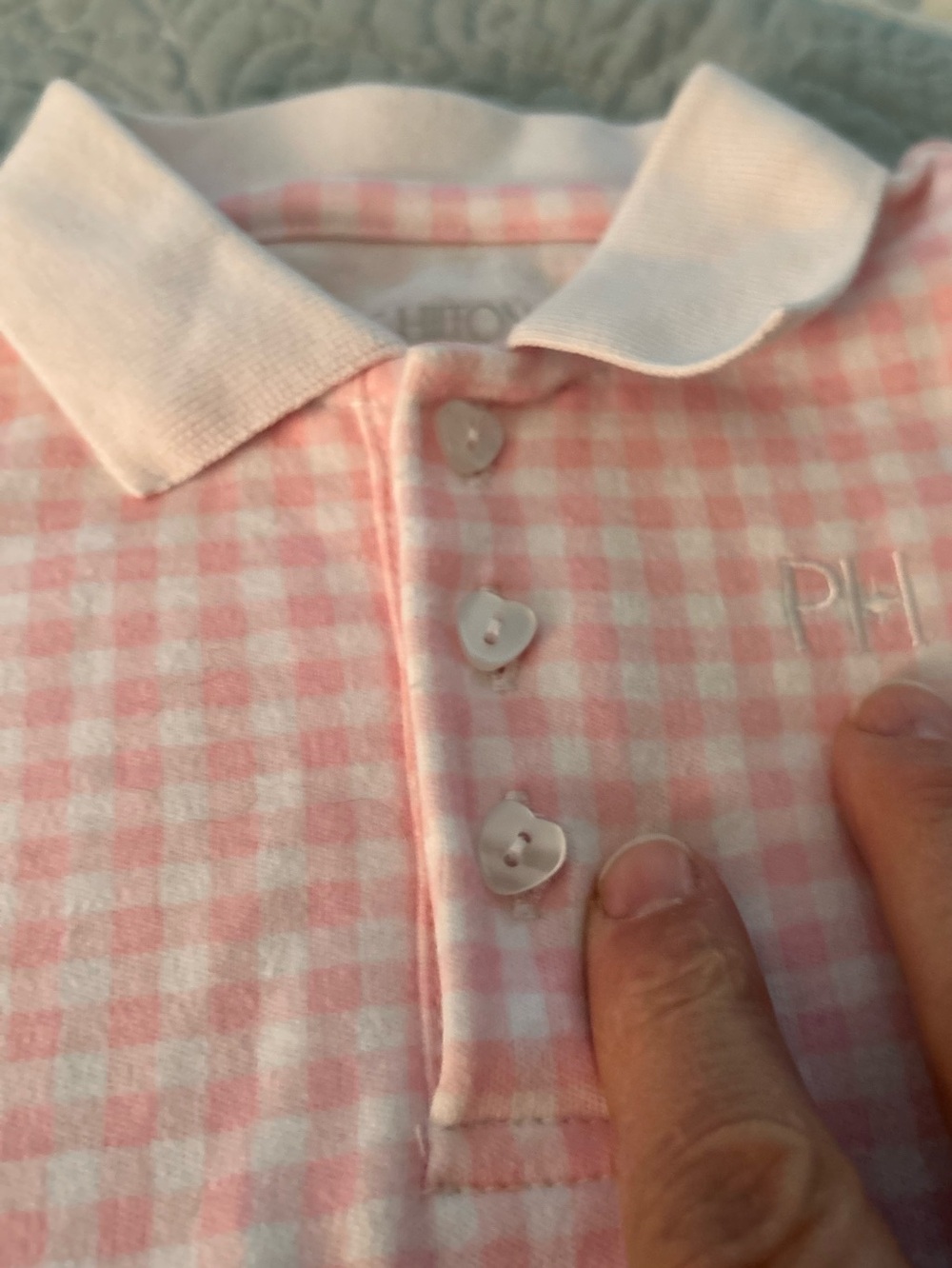 Organic Cotton Pink Gingham Polo Dress with Heart Buttons Paris Hilton Design